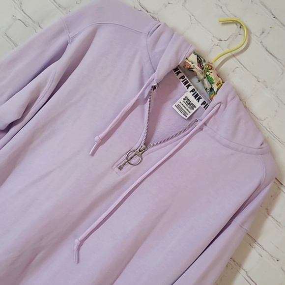 2018 Victoria's Secret PINK Lavender Logo Spellout Long Sleeve Light Hoodie XS - Picture 12 of 15